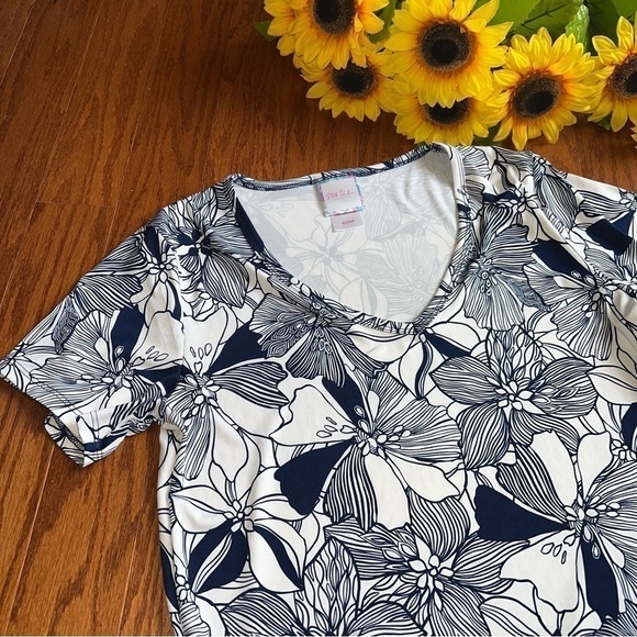 Stella Parker Navy & White Floral Short Sleeve UPF 30+ Sun Protection Dress, NWT - Picture 3 of 14